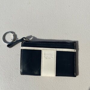 Coach Navy and White Leather KeyChain  Pouch